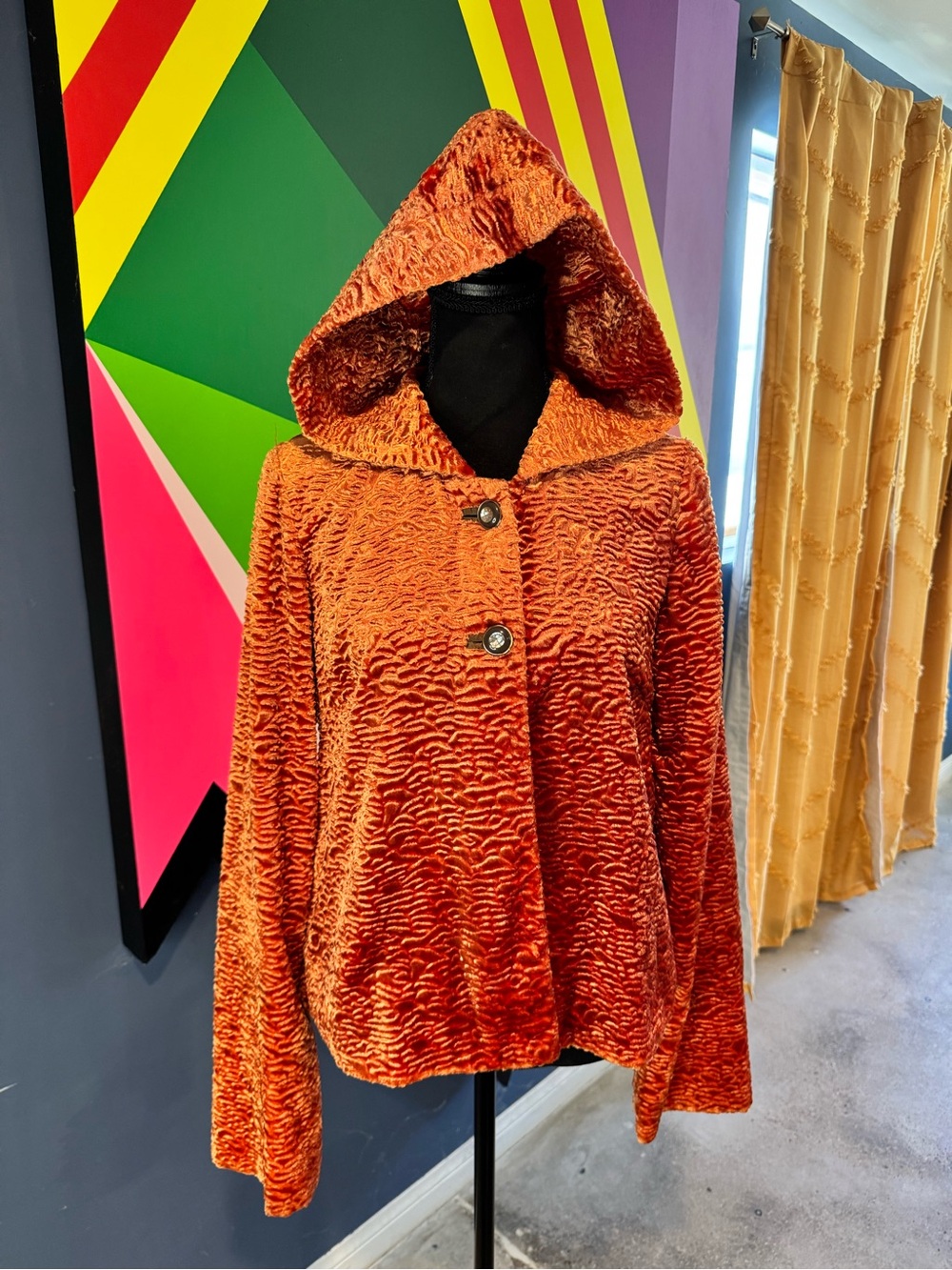 Vintage Y2K Elevenses Anthropologie Crushed Velvet Hooded Jacket